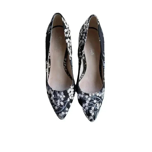 Shelly’s London chunky heels point toe floral brocade  7.5 - Picture 2 of 8